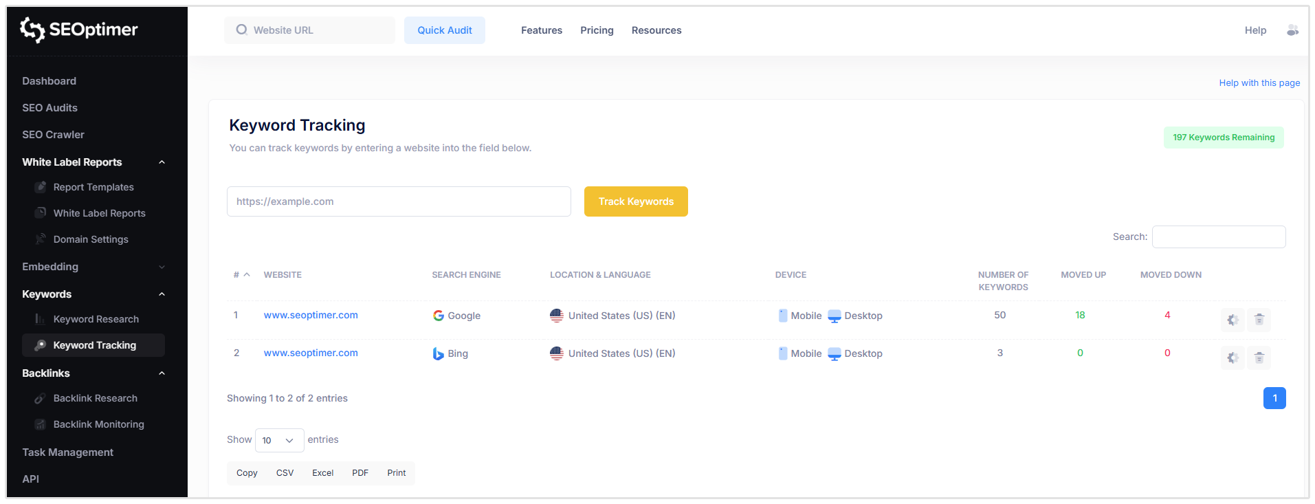 Keyword Tracking